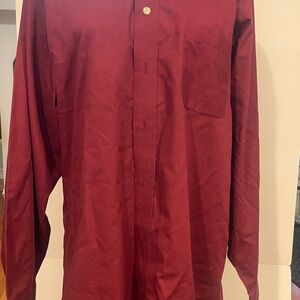 Stafford Men's Long-Sleeve Button-Down Shirt - Deep Wine Red